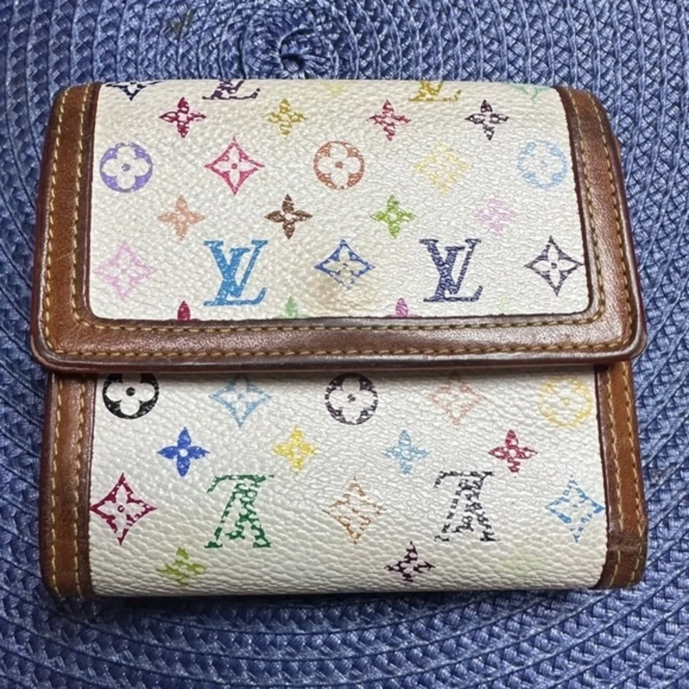 AUTHENTIC Louis Vuitton Multicolor Porte Monnaie Billets Wallet. White/cream.